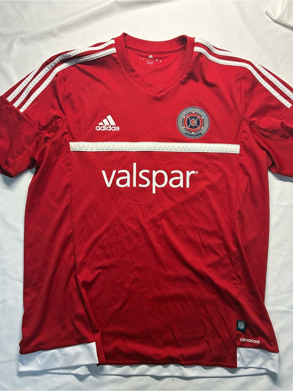 adidas Red Valspar Soccer Jersey with White Accents